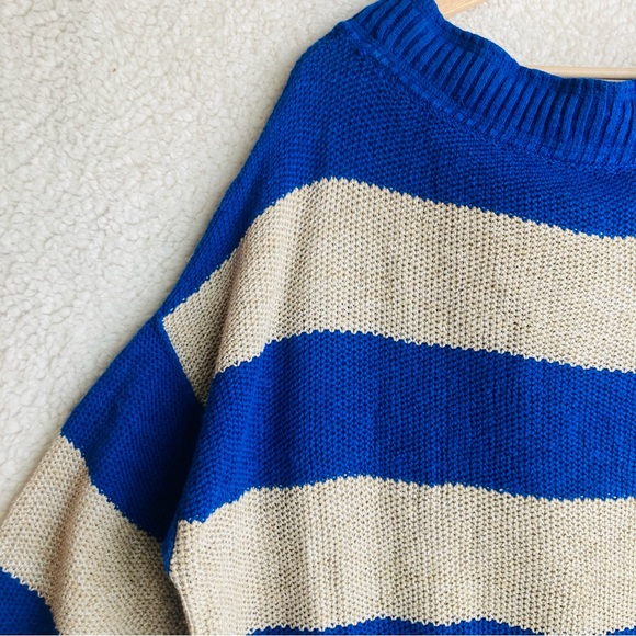 Free People Cassidy Off The shoulder Pullover in Cobalt Combo, Sz S - Picture 13 of 15